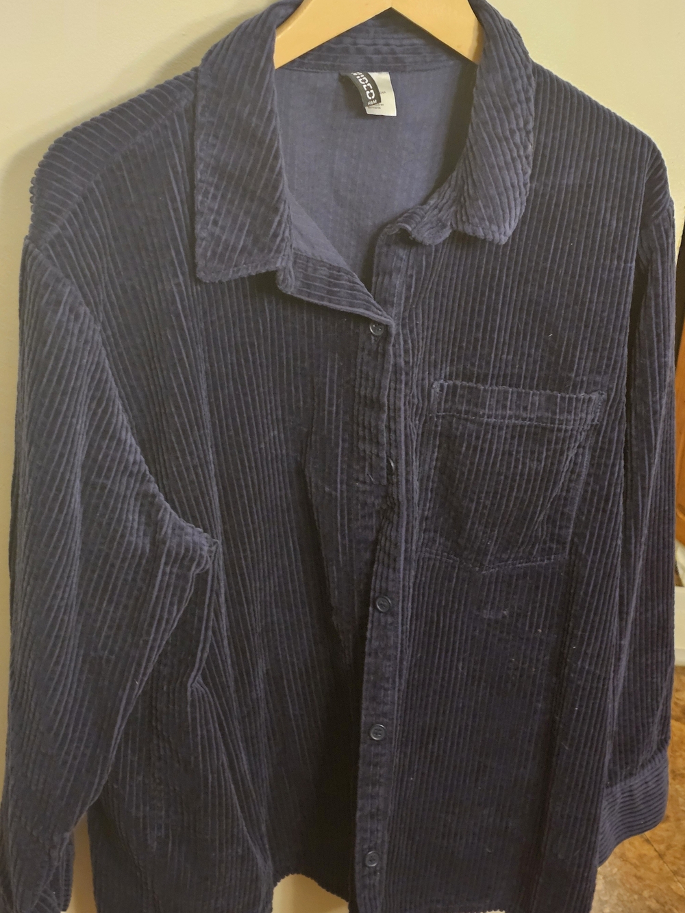 H&M Dark Navy Corduroy Button-Down Shirt